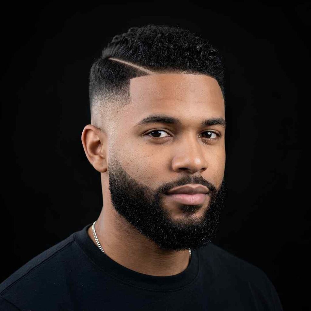 Beard Blend Burst Fade Hard Part