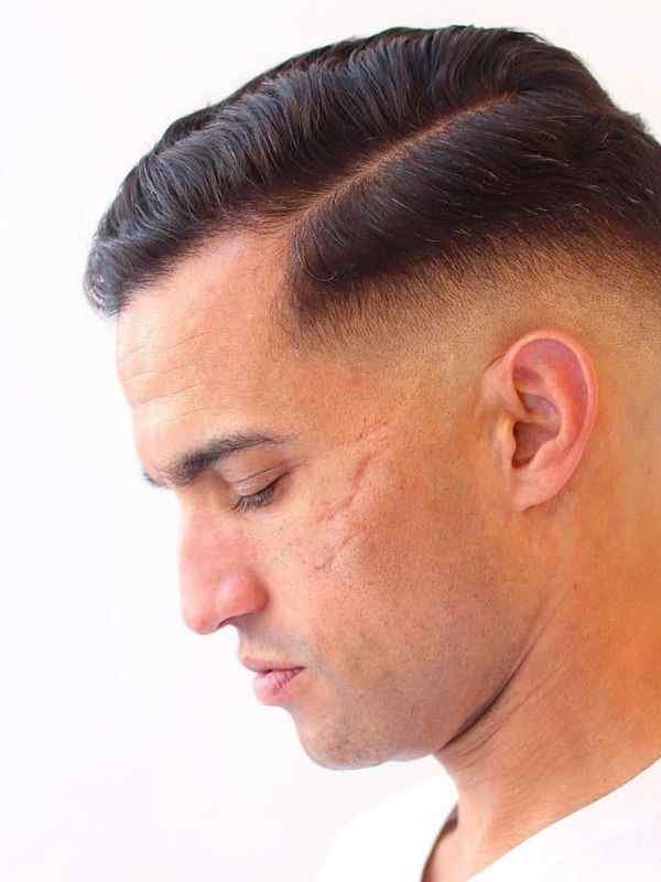 Classic Burst Fade Side Part