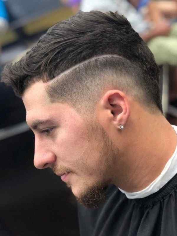 High Burst Fade Side Part