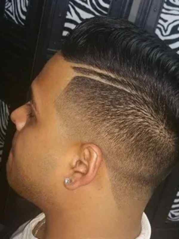 Razor Line Burst Fade Side Part